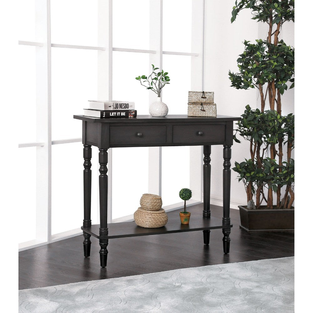 Wooden Two Drawer And One Bottom Shelf Server With Turned Feet, Gary By Benzara | Console Tables | Modishstore