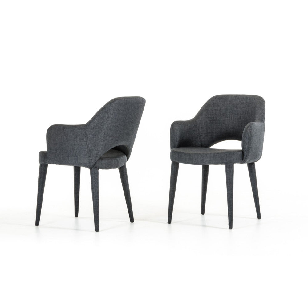 Fabric Upholstered Metal Dining Chair With Cutout Back Design, Gray By Benzara | Dining Chairs | Modishstore