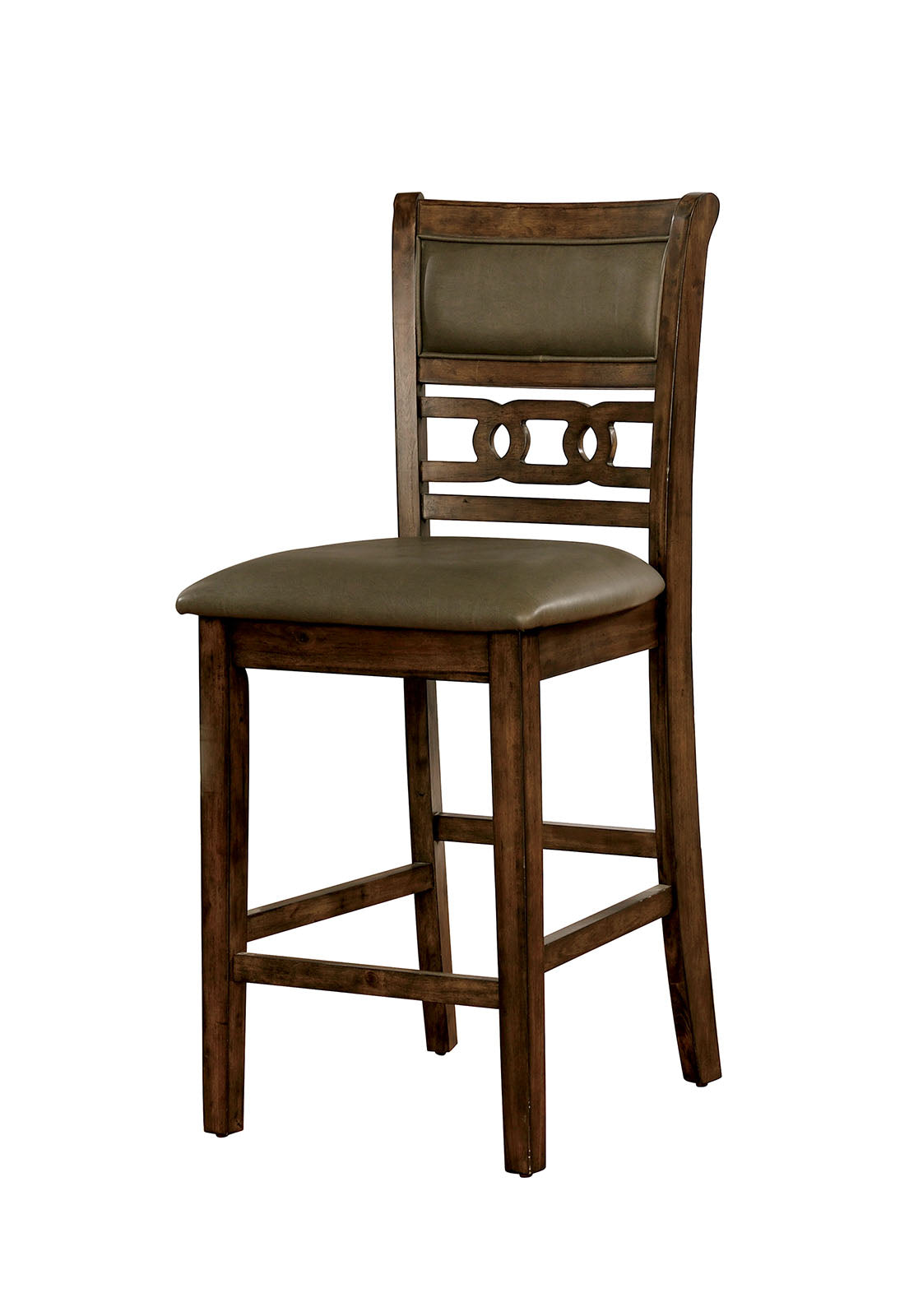 Leatherette Upholstered Solid Wood Counter Height Side Chair, Brown, Pack Of Two By Benzara | Dining Chairs | Modishstore