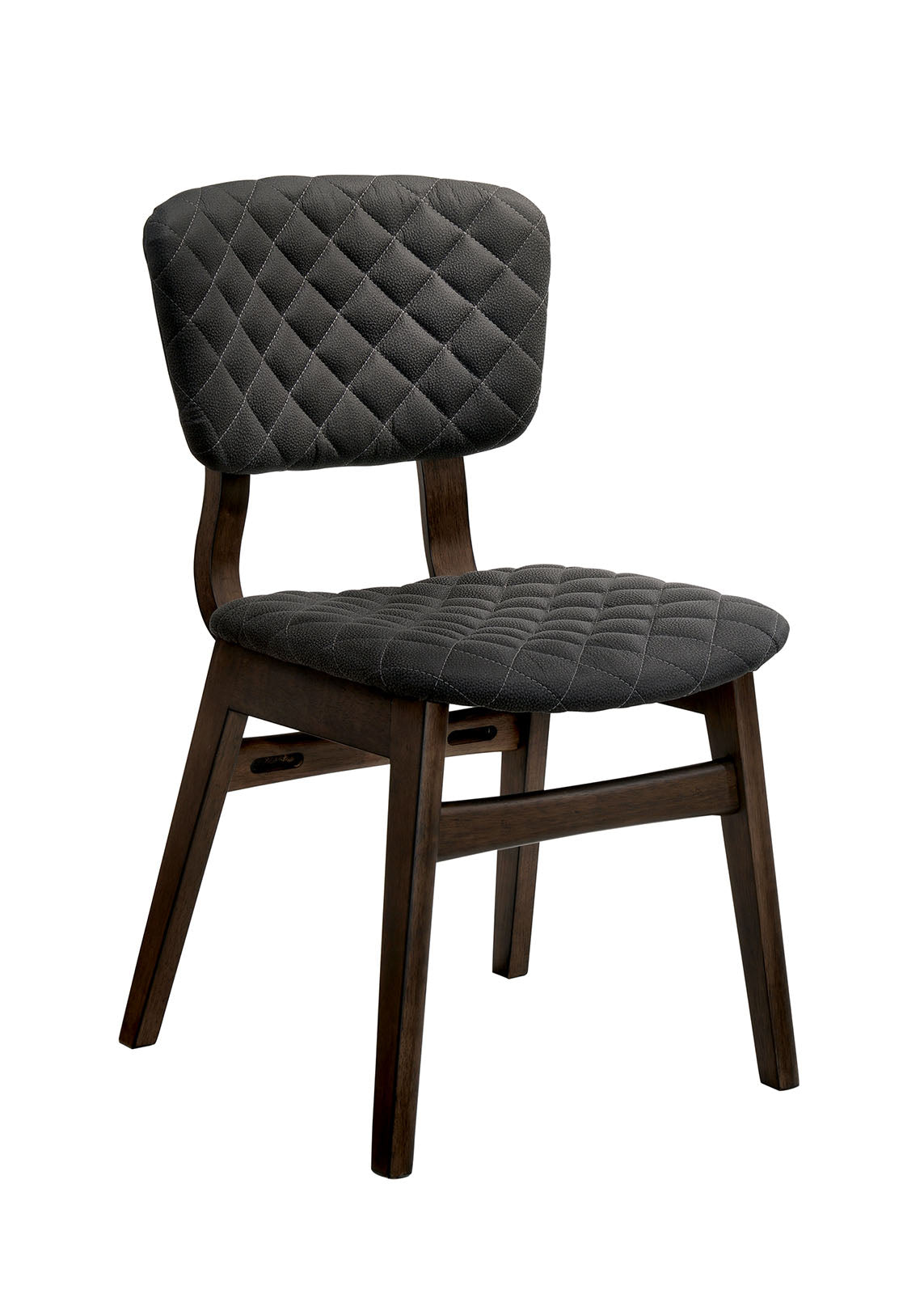 Solid Wood And Fabric Master Chairs With Fin Style Legs ,Pack Of Two, Gray And Brown By Benzara | Accent Chairs | Modishstore - 2