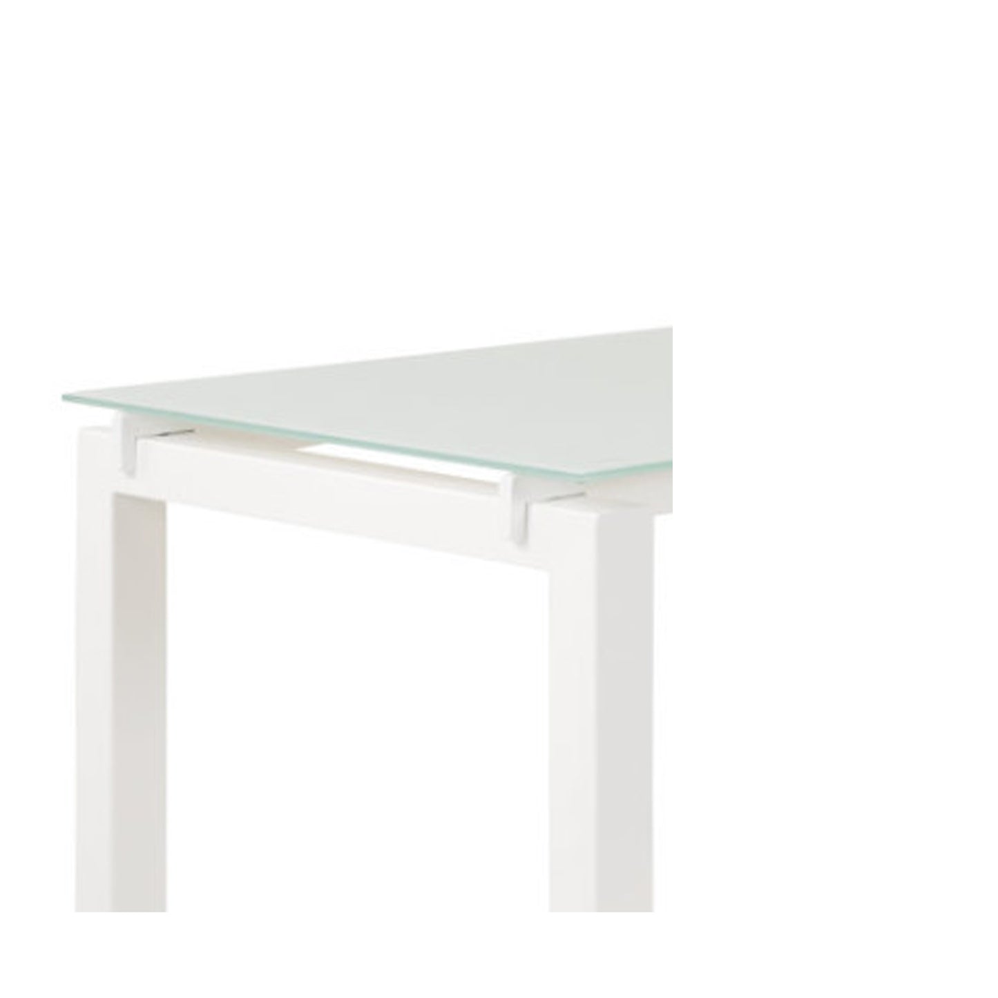 Metal L Shape Desk With Frosted Glass Top And Block Legs, White By Benzara | Desks |  Modishstore  - 4