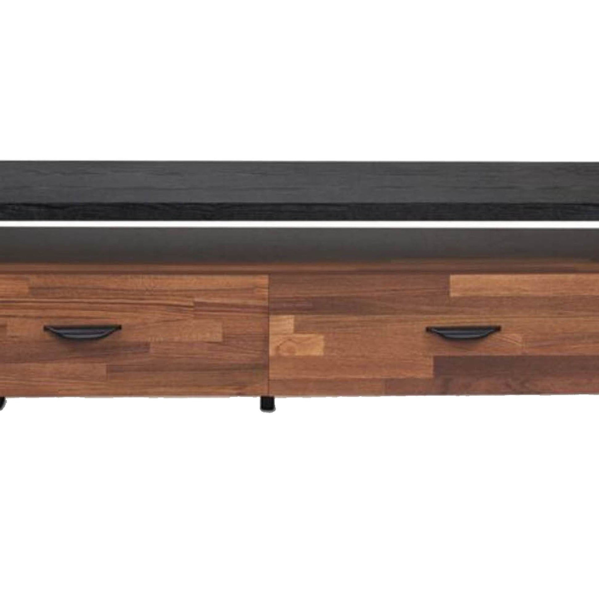 67 Inch 2 Drawer Metal And Wood Tv Stand, Black And Brown By Benzara | Cabinets |  Modishstore  - 6