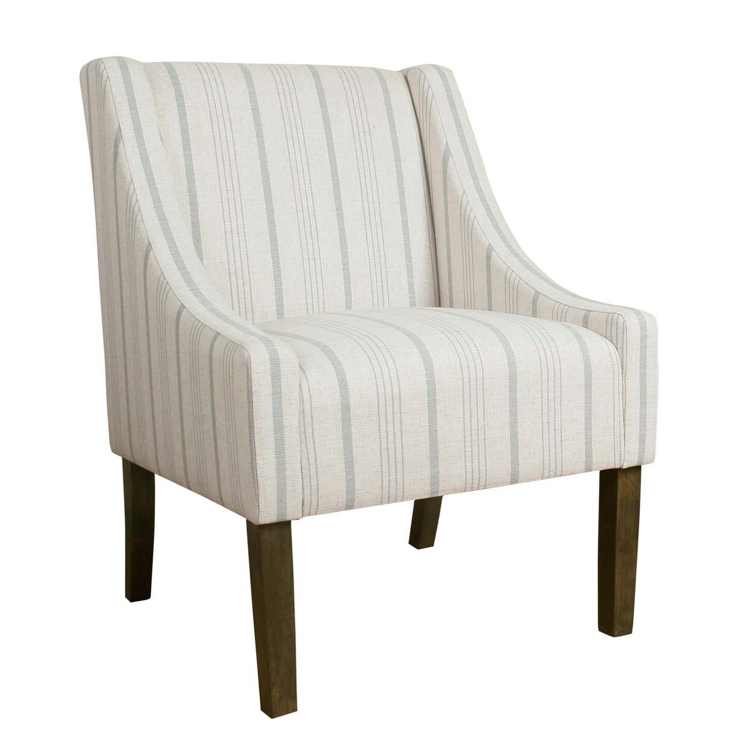 Fabric Upholstered Wooden Accent Chair With Stripe Pattern And Swooping Armrests, Multicolor By Benzara | Accent Chairs | Modishstore