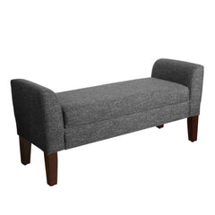 Fabric Upholstered Wooden Bench With Lift Top Storage And Tapered Feet, Dark Gray By Benzara