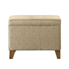 Rectangular Fabric Upholstered Wooden Ottoman With Lift Top Storage, Brown By Benzara