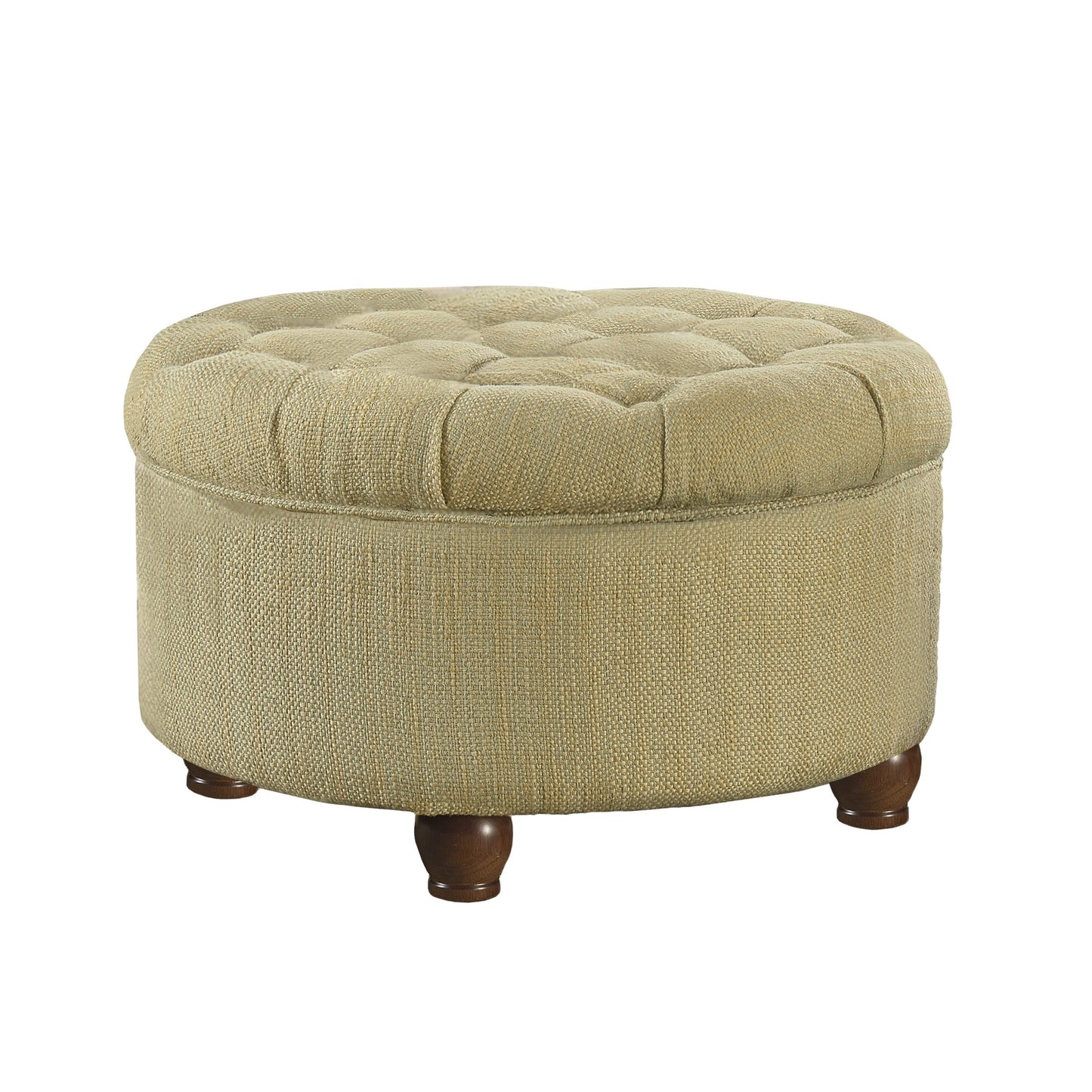 Fabric Upholstered Wooden Ottoman With Tufted Lift Off Lid Storage, Beige And Brown By Benzara | Ottomans | Modishstore