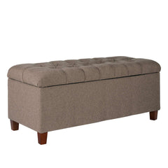 Textured Fabric Upholstered Tufted Wooden Bench With Hinged Storage, Brown By Benzara
