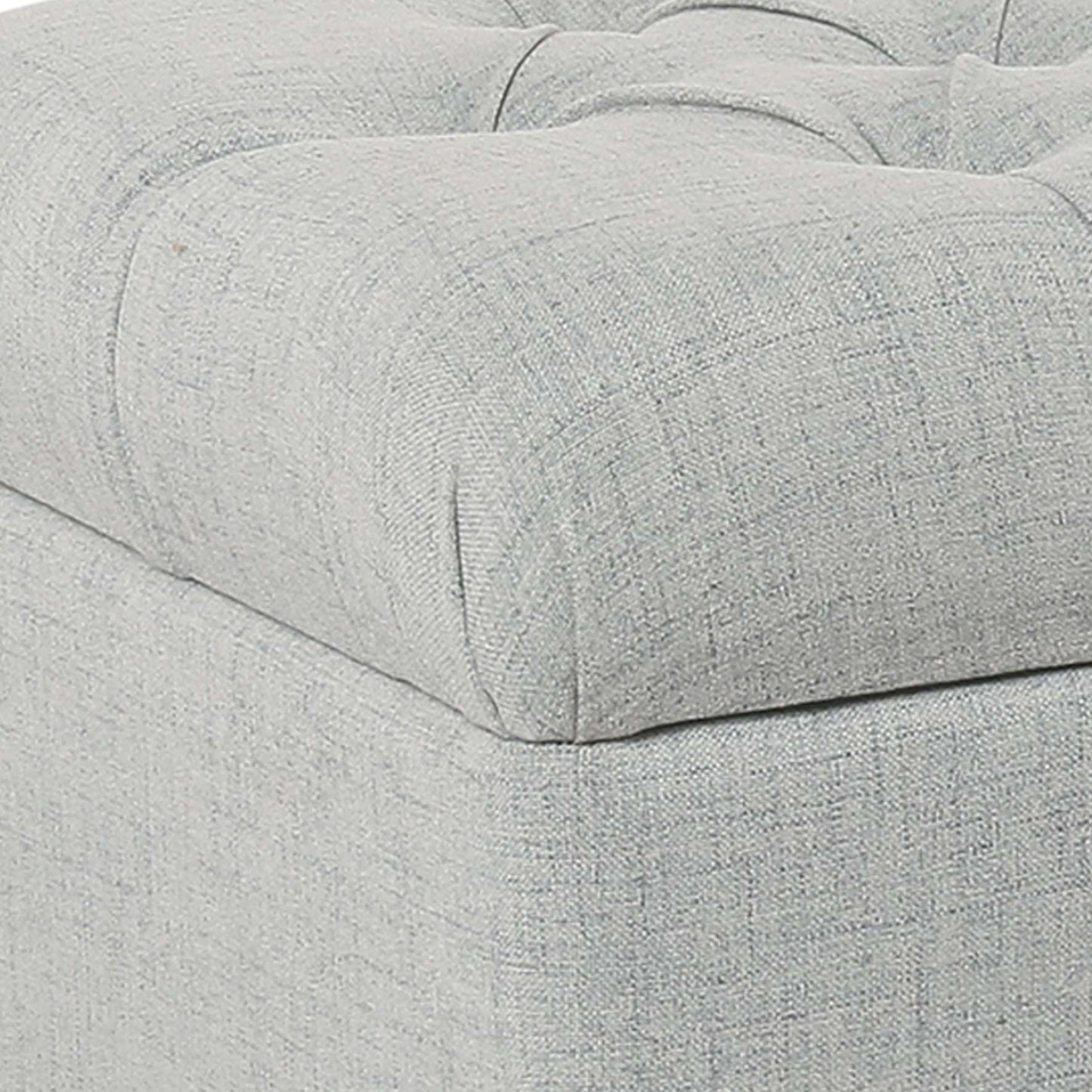 Fabric Upholstered Button Tufted Wooden Bench With Hinged Storage, Light Gray And Brown By Benzara | Benches | Modishstore - 5