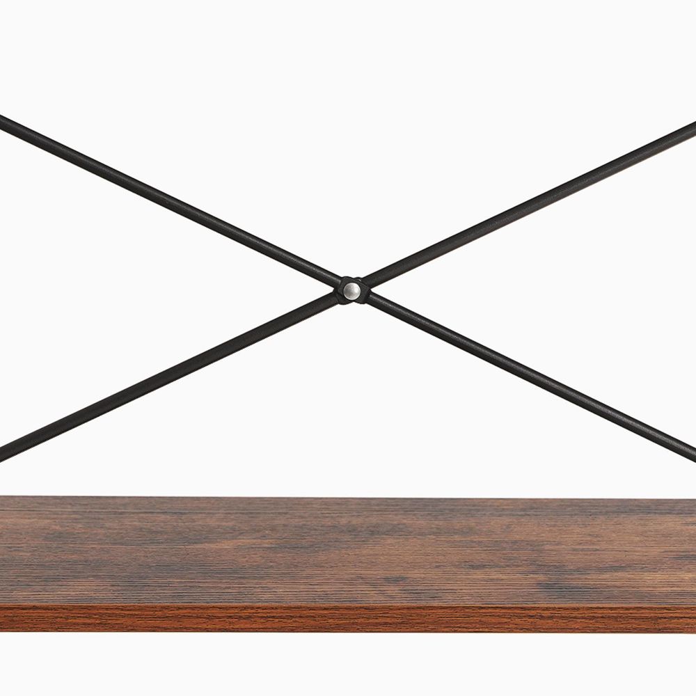 Five Tiered Rustic Wooden Ladder Shelf With Iron Framework, Brown And Black By Benzara | Shelves & Shelving Units | Modishstore - 6