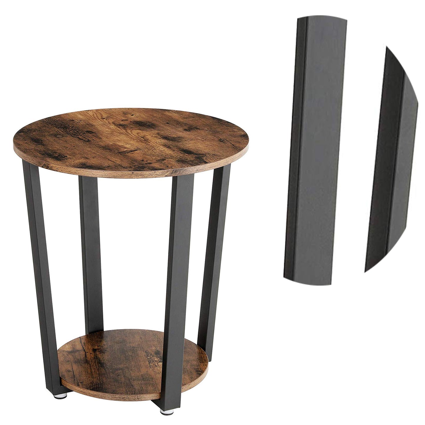 Stylish Iron And Wood End Table With Open Bottom Storage Shelf, Brown And Black By Benzara | Side Tables | Modishstore - 7
