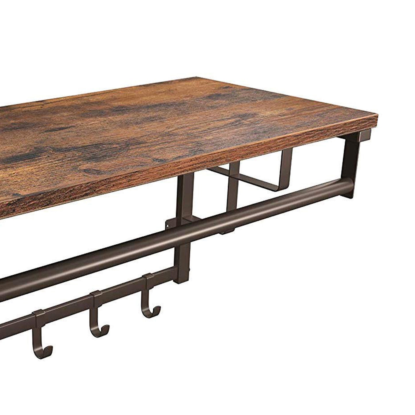 Wood And Metal Frame Coat Rack With 5 Removable Hooks, Brown And Black By Benzara | Coat Racks | Modishstore - 7