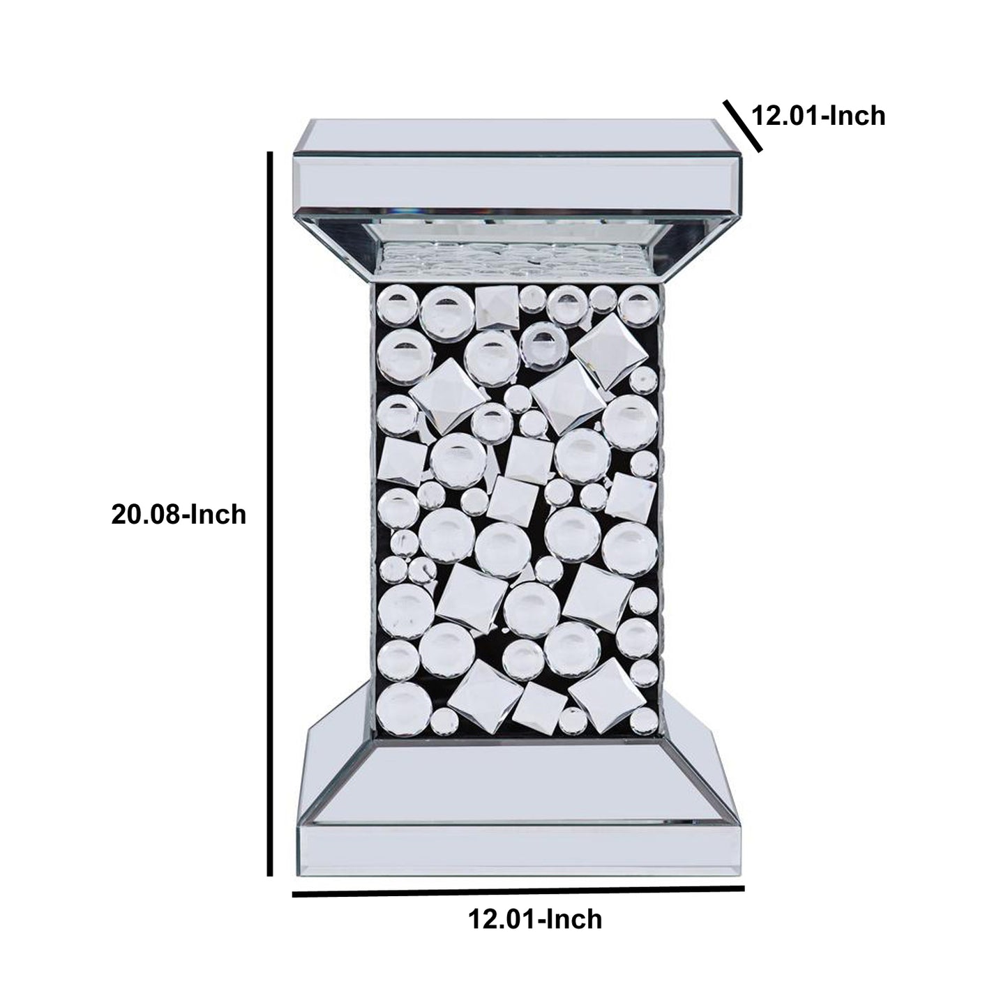 Wood And Mirror End Table With One Shelf, Clear And Black By Benzara | Side Tables | Modishstore - 6