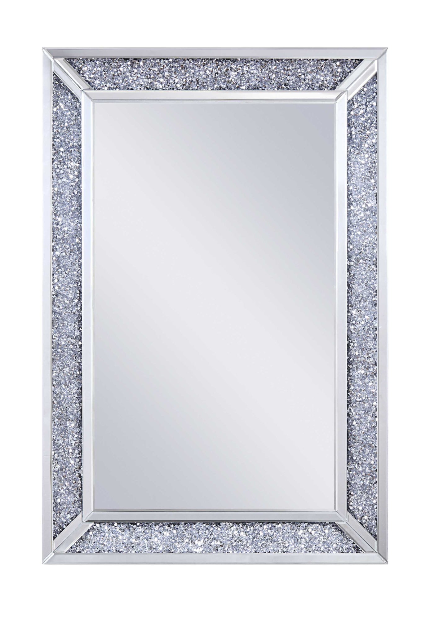 Rectangular Faux Crystal Inlaid Mirrored Walldecor With Wooden Backing, Clear By Benzara | Mirrors |  Modishstore  - 6