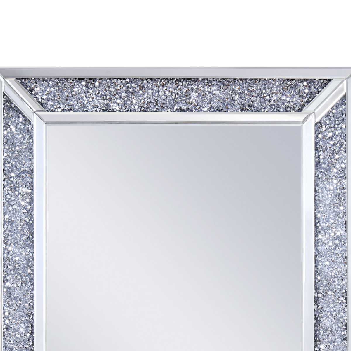 Rectangular Faux Crystal Inlaid Mirrored Walldecor With Wooden Backing, Clear By Benzara | Mirrors |  Modishstore  - 2