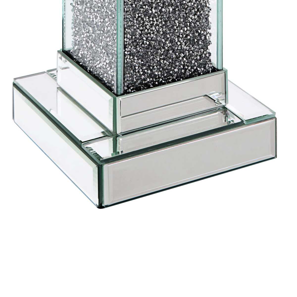 Wood And Glass Candle Holder With Faux Crystals Inlay, Clear, Small, Set Of Two By Benzara | Candle Holders | Modishstore - 5