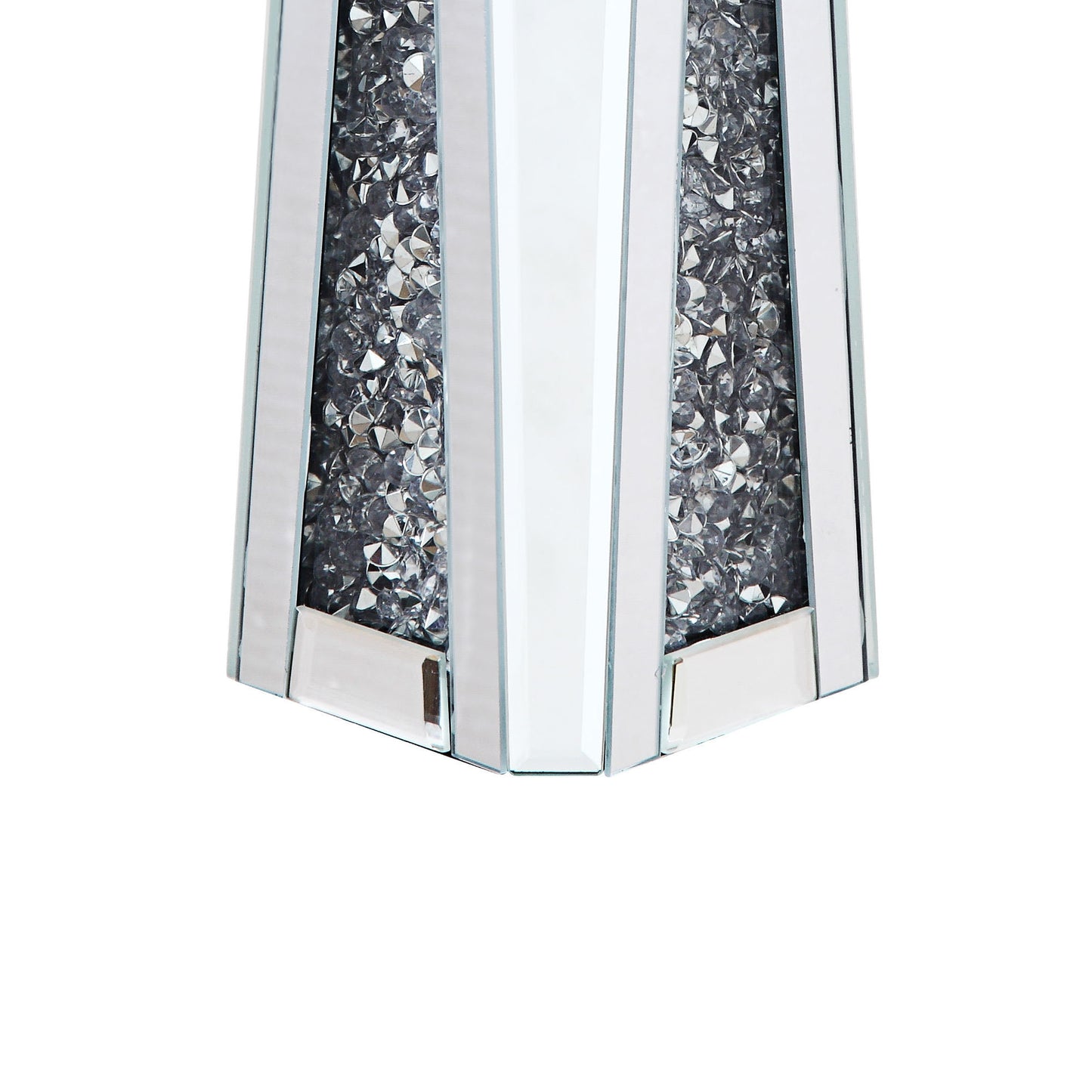 Wood And Glass Candle Holder With Faux Crystal Inserts, Clear, Set Of Two, Large By Benzara | Candle Holders | Modishstore - 6