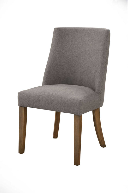 Fabric Upholstered Wooden Side Chairs With Curved Backrest, Set Of Two, Gray And Brown By Benzara | Dining Chairs |  Modishstore 