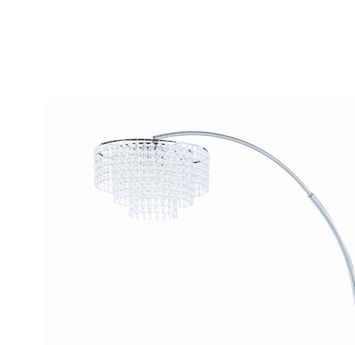 Crystal Accented Tiered Metal Floor Lamp With Marble Base, Silver And White By Benzara | Floor Lamps | Modishstore - 5