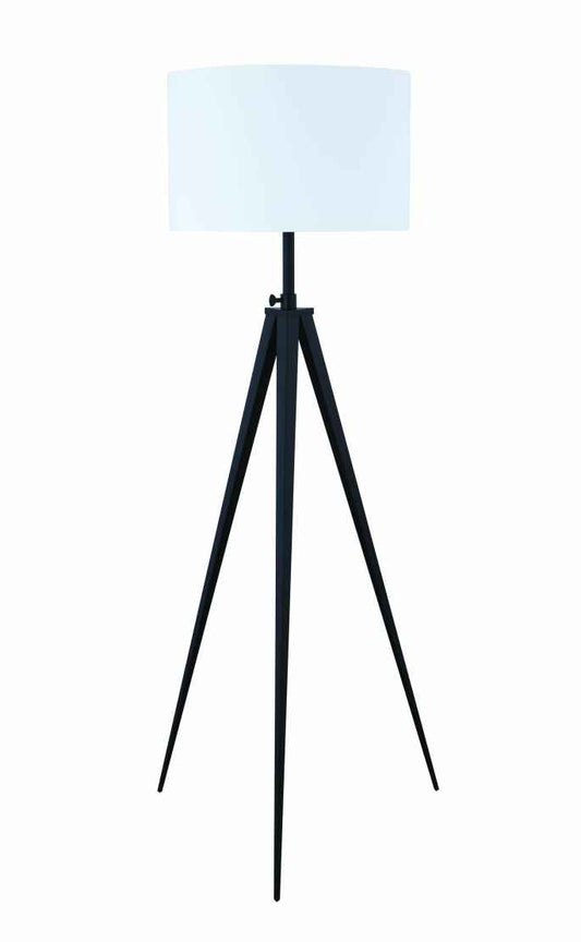 Height Adjustable Metal Tripod Floor Lamp With Fabric Shade, White And Black By Benzara | Floor Lamps |  Modishstore 