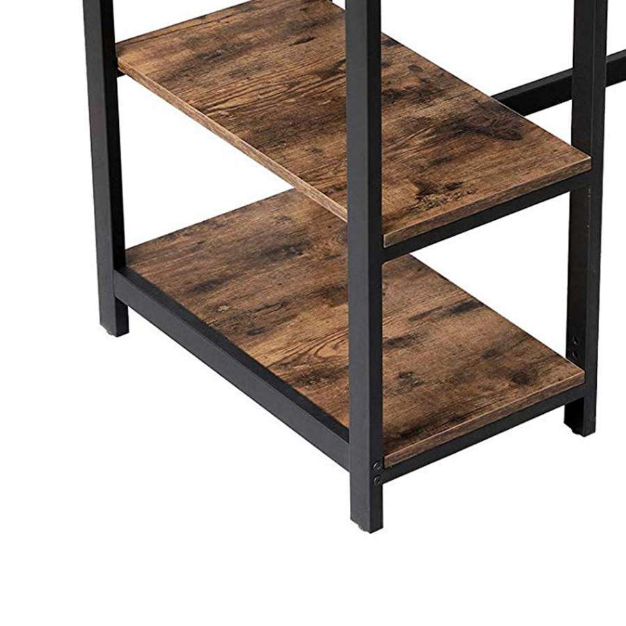 Industrial 55 Inch Wood And Metal Desk With 2 Shelves, Black And Brown By Benzara | Desks | Modishstore - 6