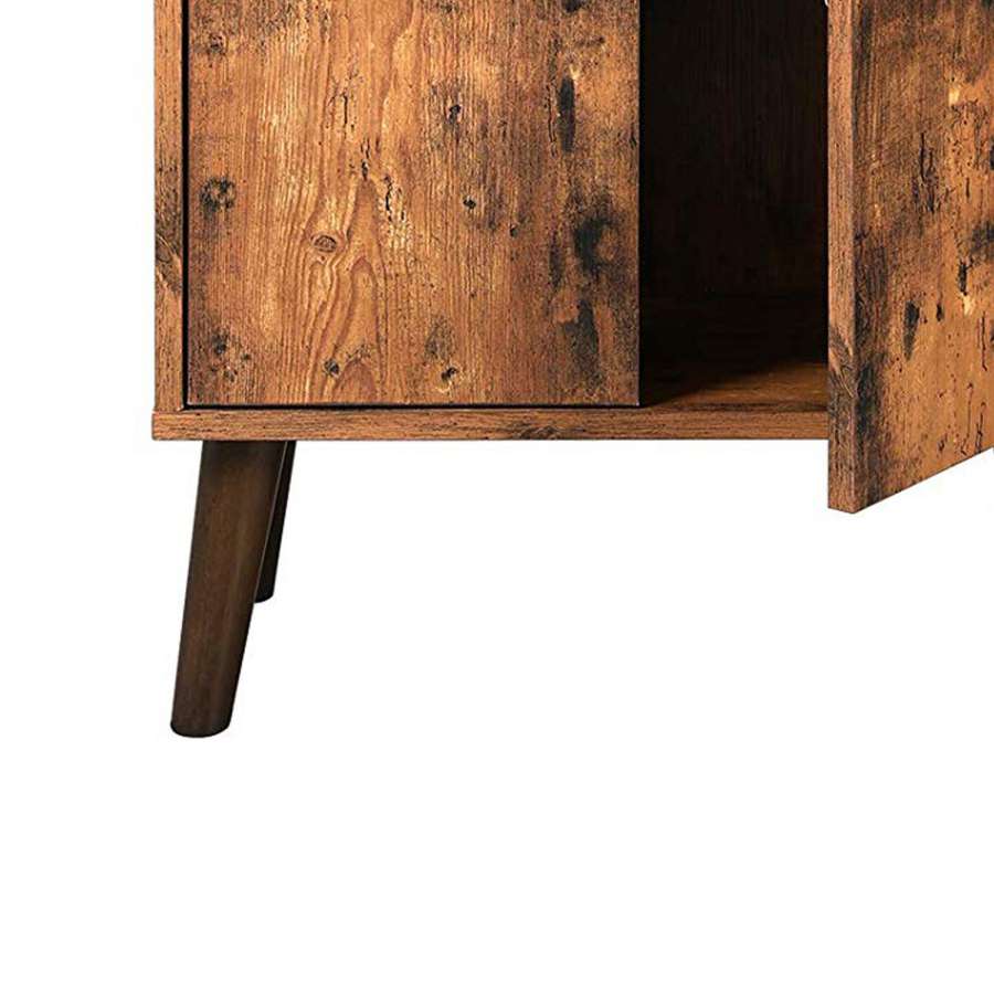 2 Tier Wooden Bookshelf With Storage Cabinet And Angled Legs, Brown By Benzara | Bookcases | Modishstore - 5