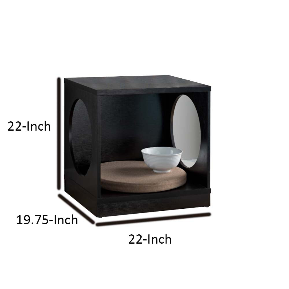 Wooden Pet End Table With Flat Base And Cutout Design On Sides, Black By Benzara | Side Tables | Modishstore - 6
