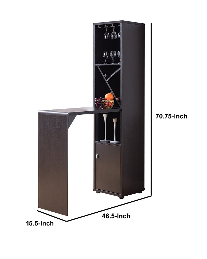 Wooden Wine Cabinet With Spacious Storage And Bar Table, Red Cocoa Brown By Benzara | Cabinets | Modishstore - 6