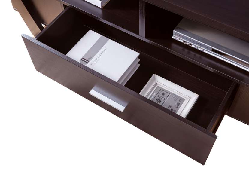 Modern Style Tv Stand With 2 Open Shelves And 2 Side Shelves, Brown By Benzara | Cabinets | Modishstore - 5