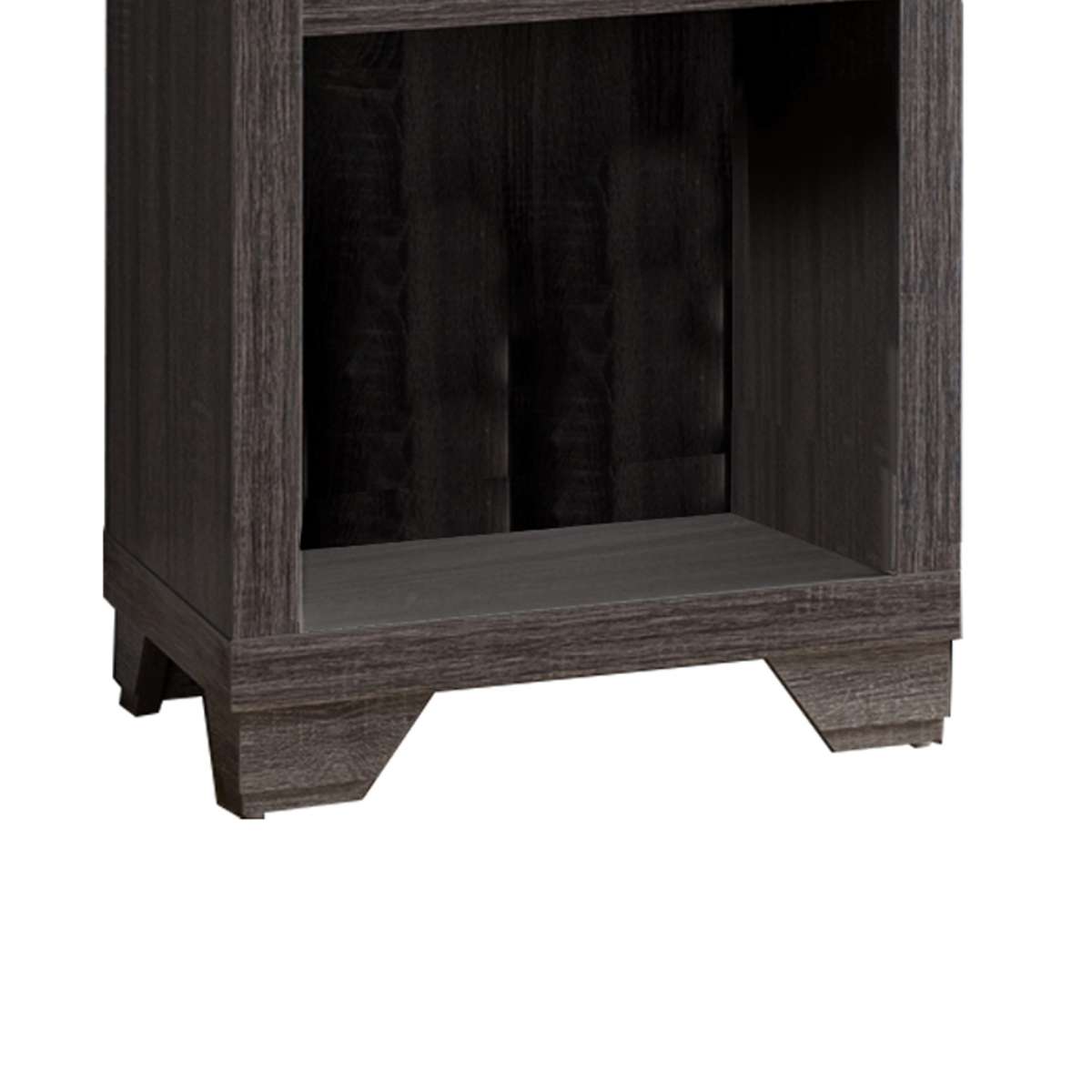 Wooden Media Tower With 2 Drawers And 3 Shelves, Distressed Gray By Benzara | Shelves & Shelving Units | Modishstore - 5