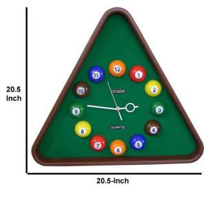 Pool Theme Triangular Shape Plastic Clock, Multicolor By Benzara | Clocks |  Modishstore  - 5