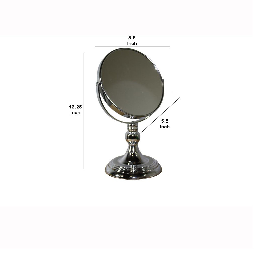 Metal Magnifying Makeup Mirror With 3X Magnification, Silver By Benzara | Mirrors | Modishstore - 5