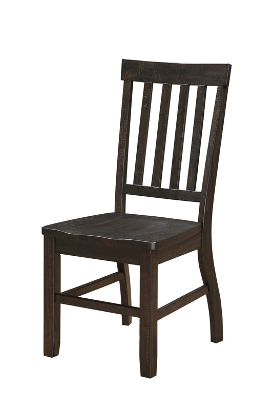 Wooden Dining Side Chairs With Slated Style Back, Set Of Two, Brown By Benzara | Dining Chairs |  Modishstore 