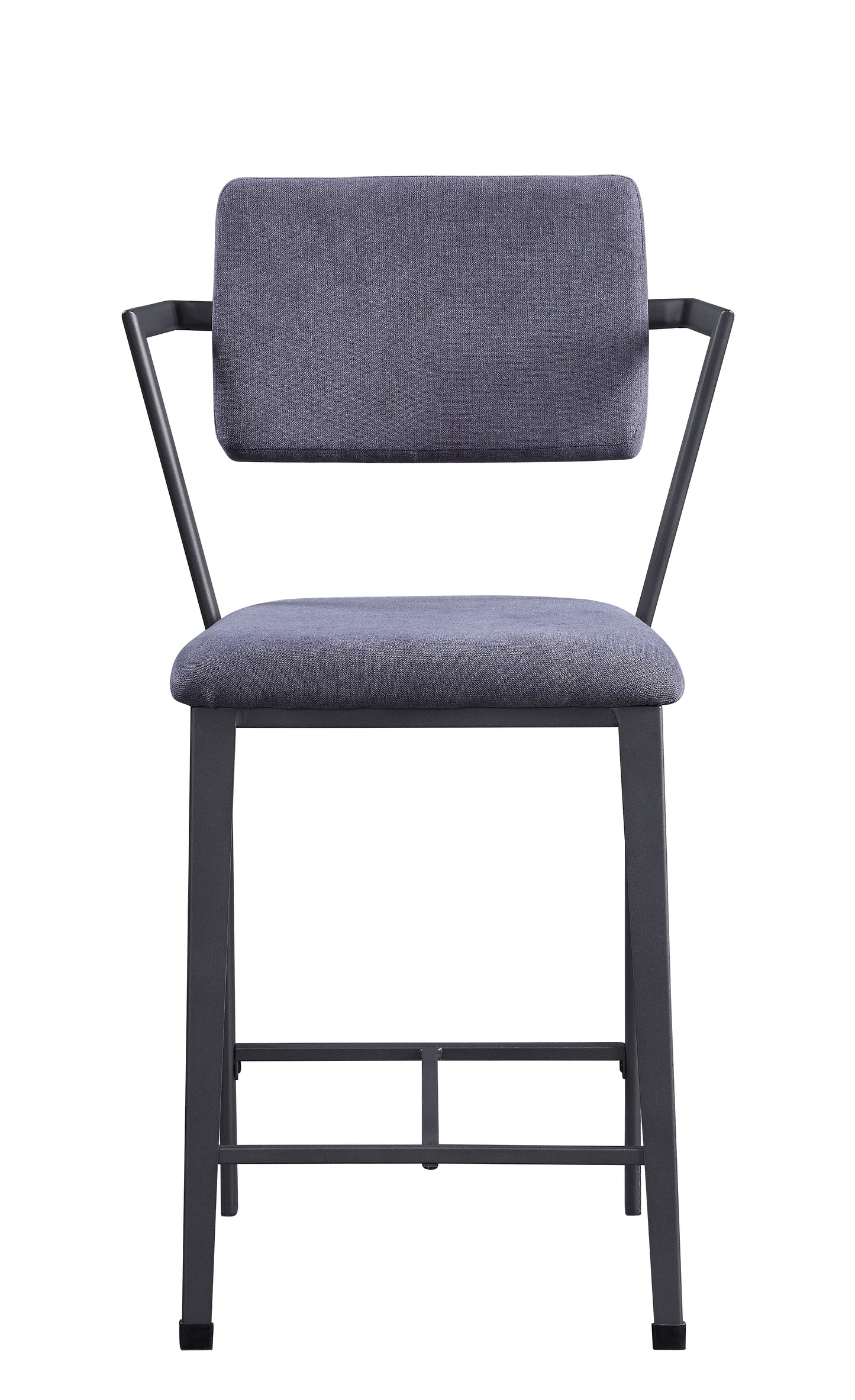 Fabric Upholstered Metal Counter Height Chair, Set Of 2,Gray And Black By Benzara | Bar Stools & Tables | Modishstore - 5