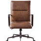 5 Star Base Faux Leather Upholstered Wooden Office Chair , Brown By Benzara | Office Chairs | Modishstore
