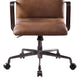 5 Star Base Faux Leather Upholstered Wooden Office Chair , Brown By Benzara | Office Chairs | Modishstore - 3