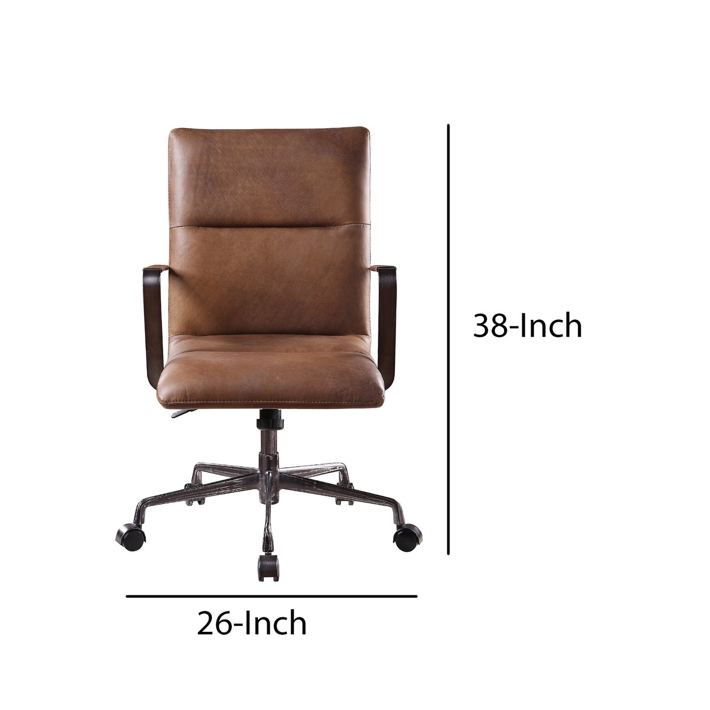 5 Star Base Faux Leather Upholstered Wooden Office Chair , Brown By Benzara | Office Chairs | Modishstore - 2