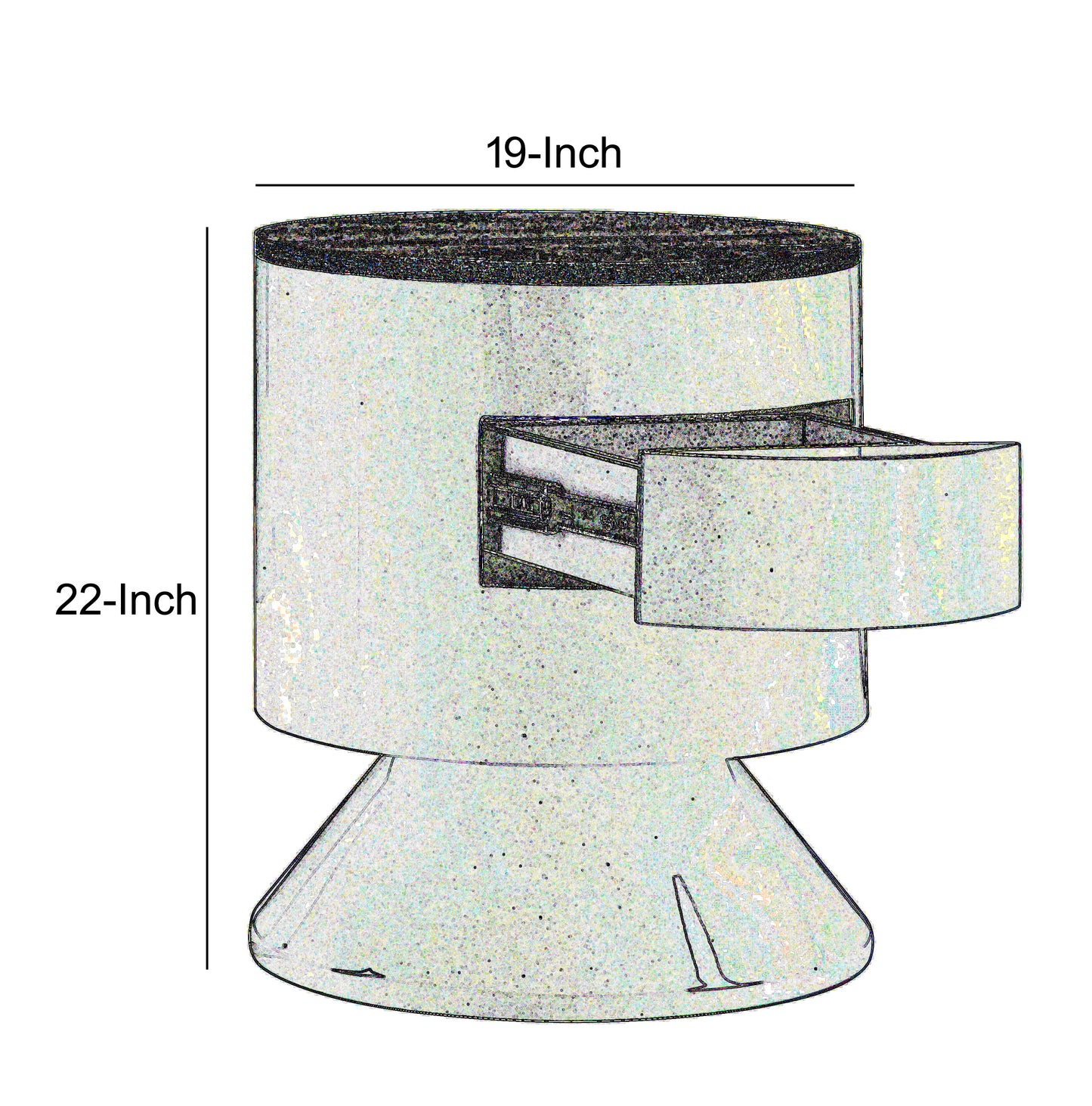 1 Drawer Pyramidal Base Circular Wooden Night Table, White And Brown By Benzara | Nightstands | Modishstore - 6