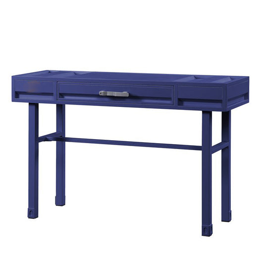 Industrial Style Metal And Wood 1 Drawer Vanity Desk, Blue By Benzara | Dressers |  Modishstore 