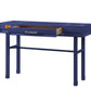 Industrial Style Metal And Wood 1 Drawer Vanity Desk, Blue By Benzara | Dressers |  Modishstore  - 3