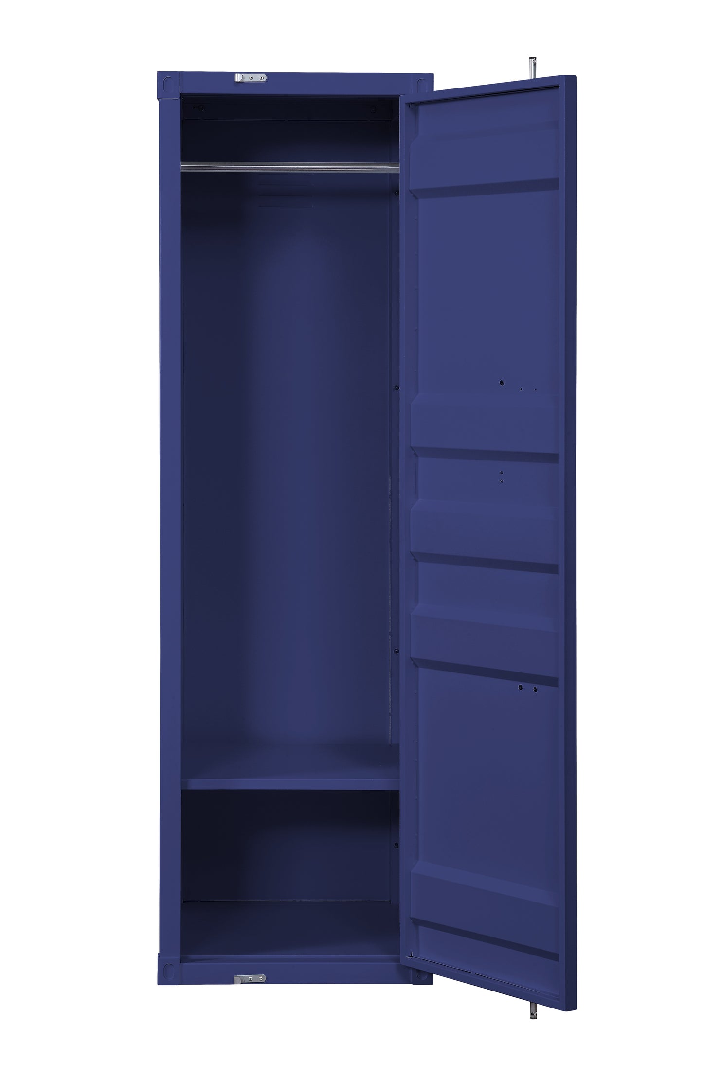 Industrial Style Metal Wardrobe With Recessed Door Front, Blue By Benzara | Armoires & Wardrobes |  Modishstore  - 2