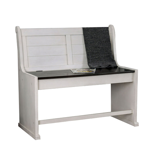 Wooden Counter Height Bench With Lift Top Seat, White And Black By Benzara | Benches |  Modishstore 