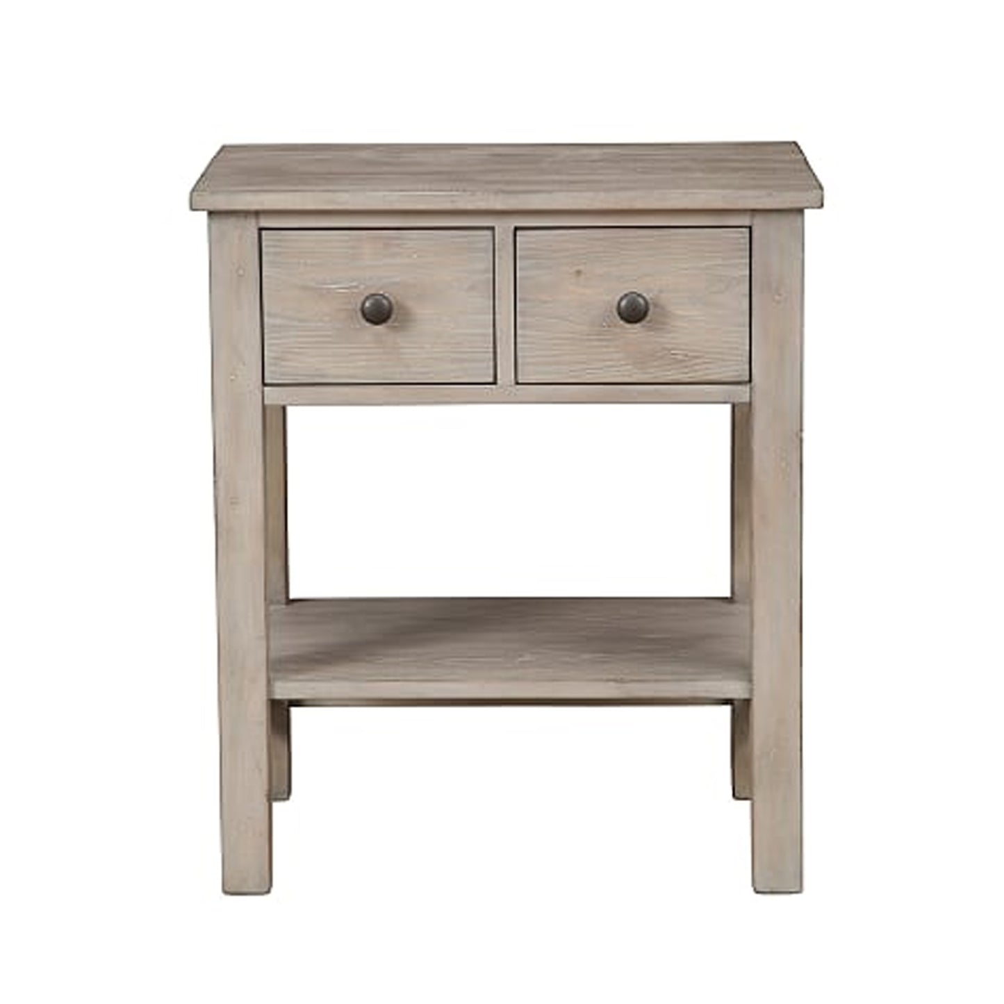 Transitional Nightstand With Two Drawers And Bottom Shelf, Gray By Benzara | Nightstands | Modishstore - 5