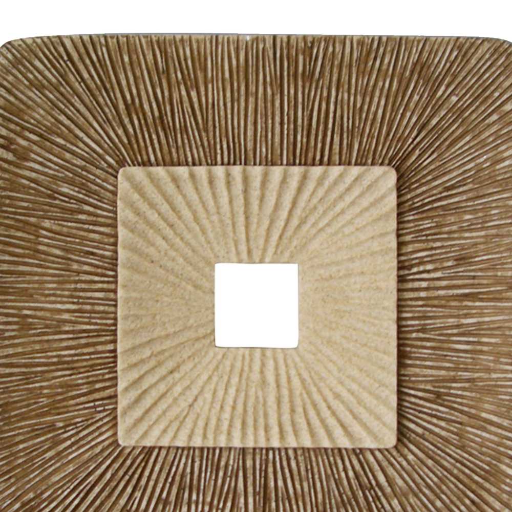 Square Sandstone Wall Decor With Ribbed Details, Small, Brown And Beige By Benzara | Wall Decor | Modishstore - 5