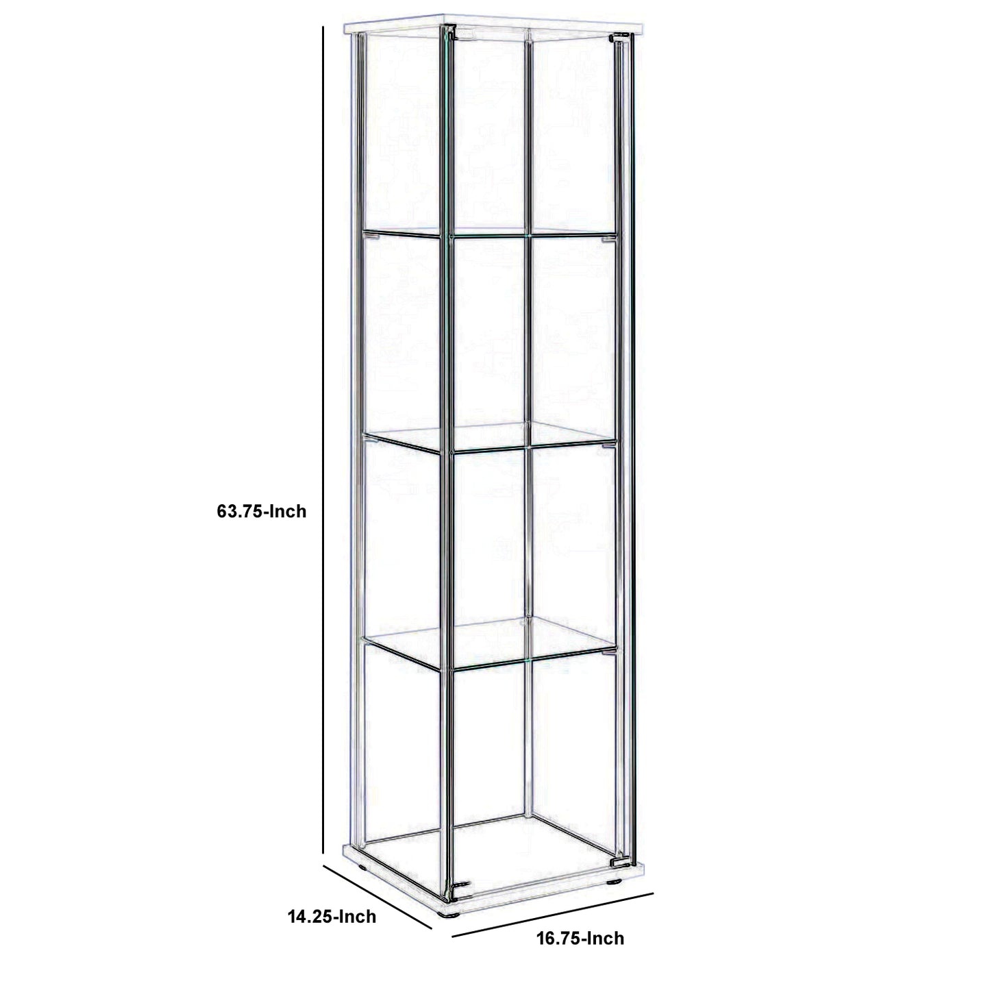 Glass And Metal Curio Cabinet With 4 Shelves, Clear And White By Benzara | Cabinets | Modishstore - 5