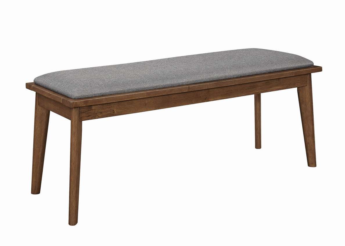 Fabric Upholstered Wooden Bench With Chamfered Legs, Gray And Brown By Benzara | Benches |  Modishstore  - 2
