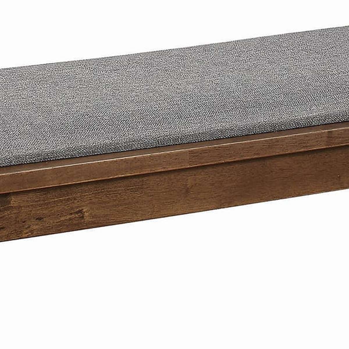 Fabric Upholstered Wooden Bench With Chamfered Legs, Gray And Brown By Benzara | Benches |  Modishstore  - 5