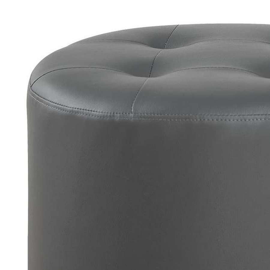 Round Leatherette Swivel Ottoman With Tufted Seat, Gray And Black By Benzara | Ottomans |  Modishstore  - 4