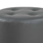 Round Leatherette Swivel Ottoman With Tufted Seat, Gray And Black By Benzara | Ottomans |  Modishstore  - 2