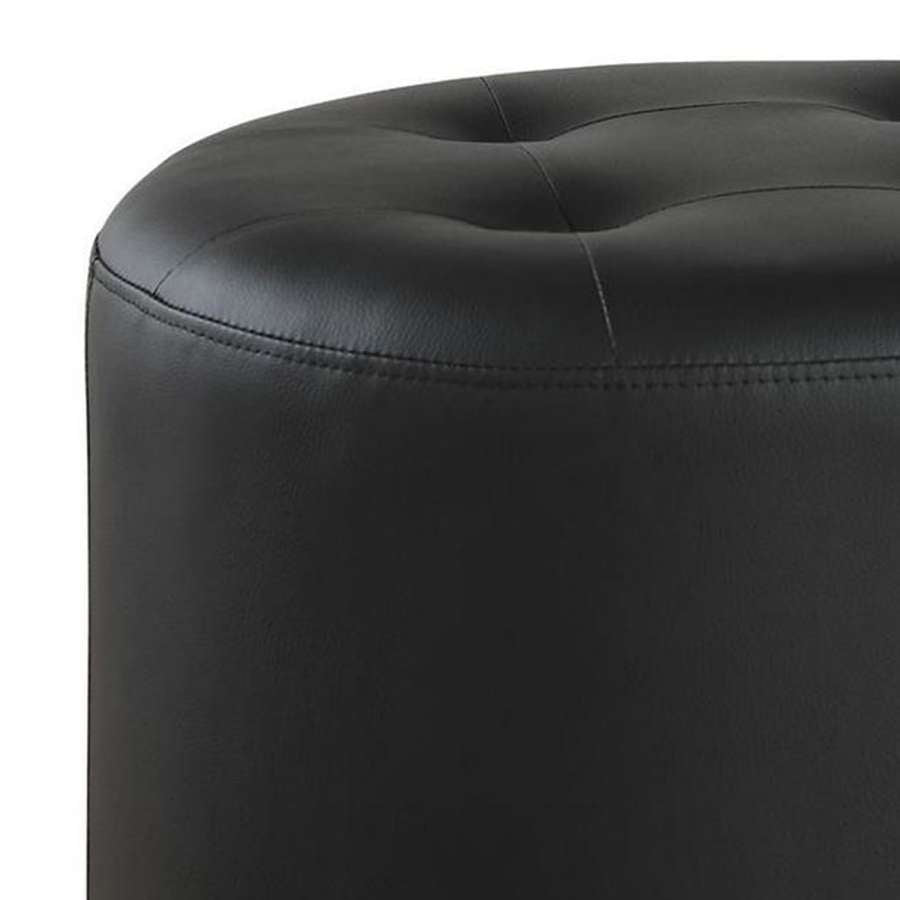 Round Leatherette Swivel Ottoman With Tufted Seat, Black By Benzara | Ottomans |  Modishstore  - 3