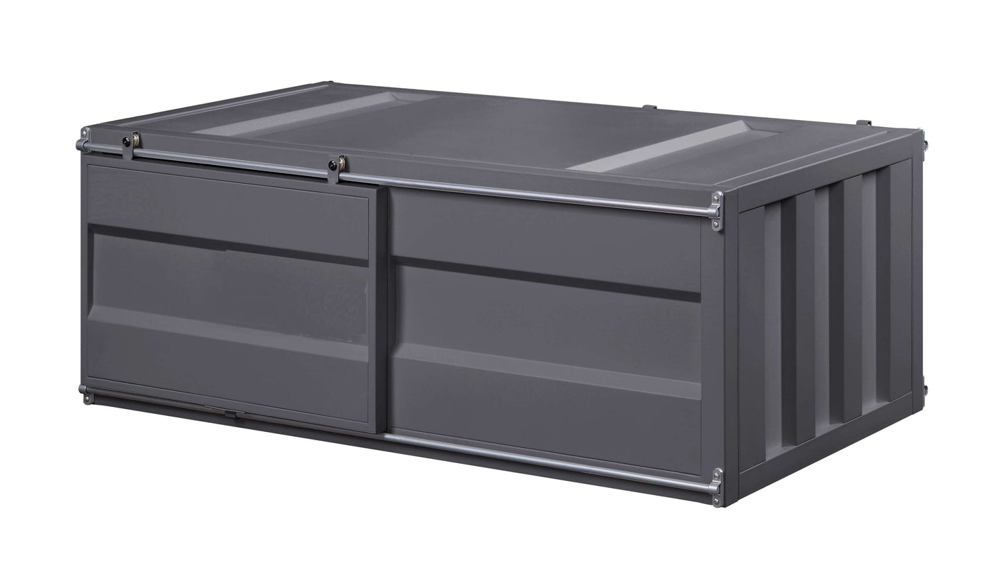 Industrial Style Metal Cargo Coffee Table With Openable Door, Black By Benzara | Coffee Tables | Modishstore